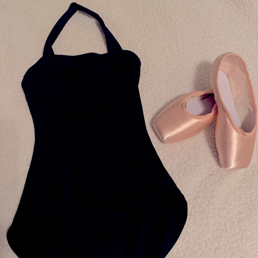 Halter nylon black leotard